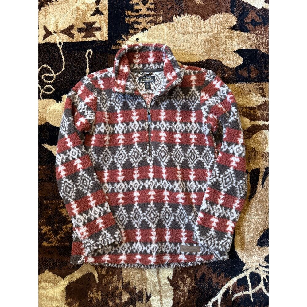 Noble Outfitters Red Black Sherpa Quarter Zip Southwestern Western Pullover